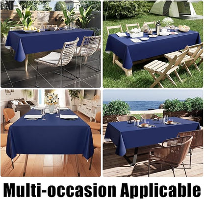 Smiry Rectangle Table Cloth 60x120 Inch, Waterproof Wipeable Vinyl Tablecloths Protector, Oil Spill Proof Plastic Table Cover for Dining, Picnic, Camping, Outdoor, Navy