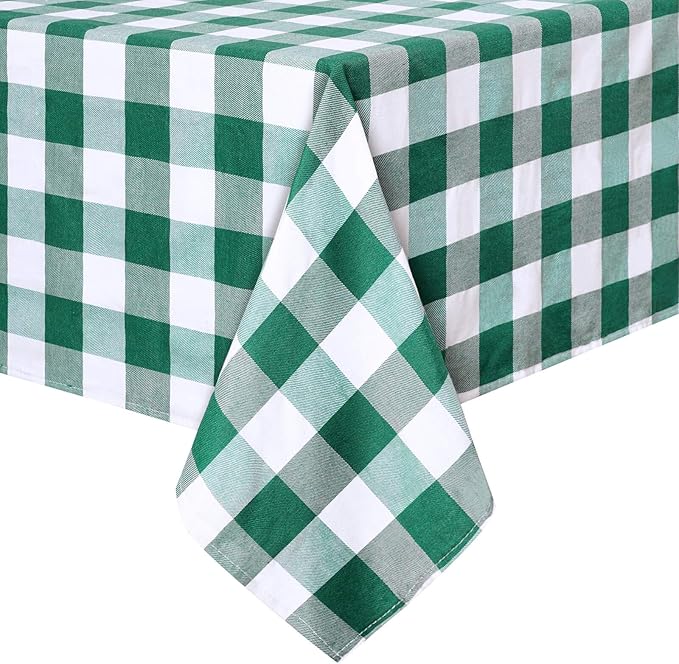 B-COOL Plaid Tablecloth Green White Easter St Patricks Day Checker Table Cloth Buffalo Rectangle Desk Cloth for Party Festival Indoor Outdoor Picnic Dinner Decor 56x120 Inch