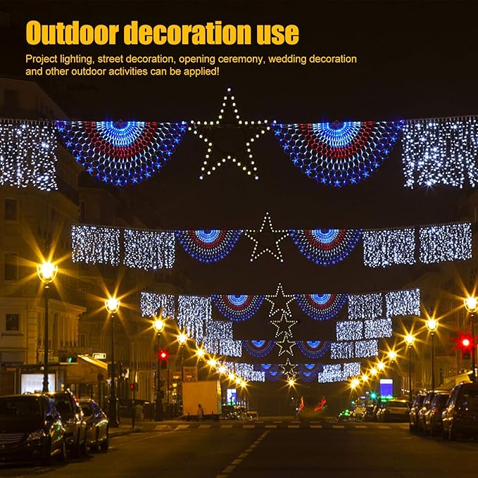 DDMY American Flag Lights 4th of July Lights with 243 Super Bright LEDs Waterproof Patriotic Flag Net Light of The United States for Memorial Day/4th of July Independence Day/Yard/Garden Decor