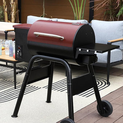 Jocoevol Pellet Smoker Grill Wood Pellet grill Electric Bbq Grills for Outdoor with Auto Feed & Pid Temperature Control 180-425°F, 456 Sq.In Cook Area, 6-In-1 Bbq Grill & Rain Cover For Backyard