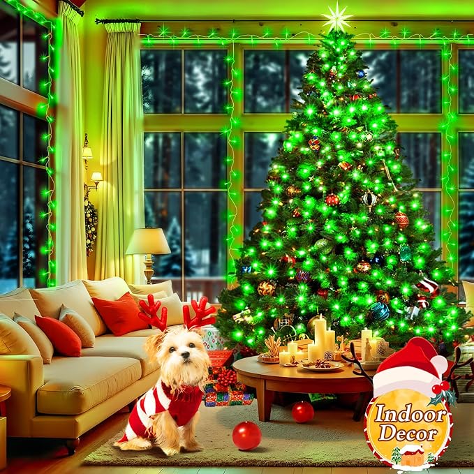 KNONEW 403ft 1000 LED Christmas String Lights Outdoor 8 Modes & Timer Fairy Light Plug in Waterproof LED Wedding Lights for Xmas Yard Tree Party Holiday Decor (Green)