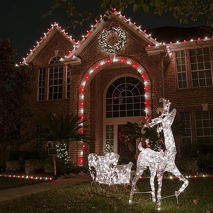 Dazzle Bright C9 Christmas String Lights, 100 LED 66 FT Waterproof Connectable Green Wire Fairy Lights, Christmas Lights for Indoor Outdoor Home Garden Yard Xmas Tree House Decorations (Red and White)