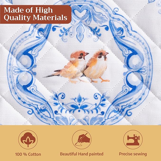 Maison d' Hermine Pot Holders 100% Cotton Heat Resistant Potholders 8" x 8" Hot Pads with Loop BBQ Cooking Baking Hotel Farmhouse Kitchen Handling Hot Pans Spring Summer (Pack of 1, Amsterdam Canals)