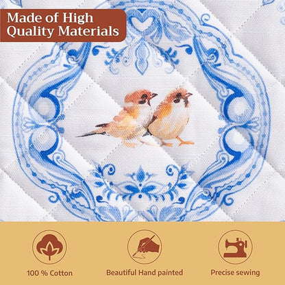 Maison d' Hermine Pot Holders 100% Cotton Heat Resistant Potholders 8" x 8" Hot Pads with Loop Cooking Baking Hotel Farmhouse Kitchen Handling Hot Pans Spring Summer (Pack of 2, Amsterdam Canals)