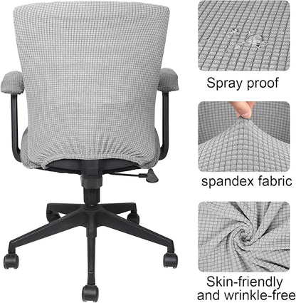 Tallew 4 Pcs Office Chair Covers Stretchable Armrest Seat,XL,Silver Gray | Universal Fit Office Desk Chairs, Protective Seat Backrest Slipcovers, Stretchable Prevent Wear, Easy Install for Rotating