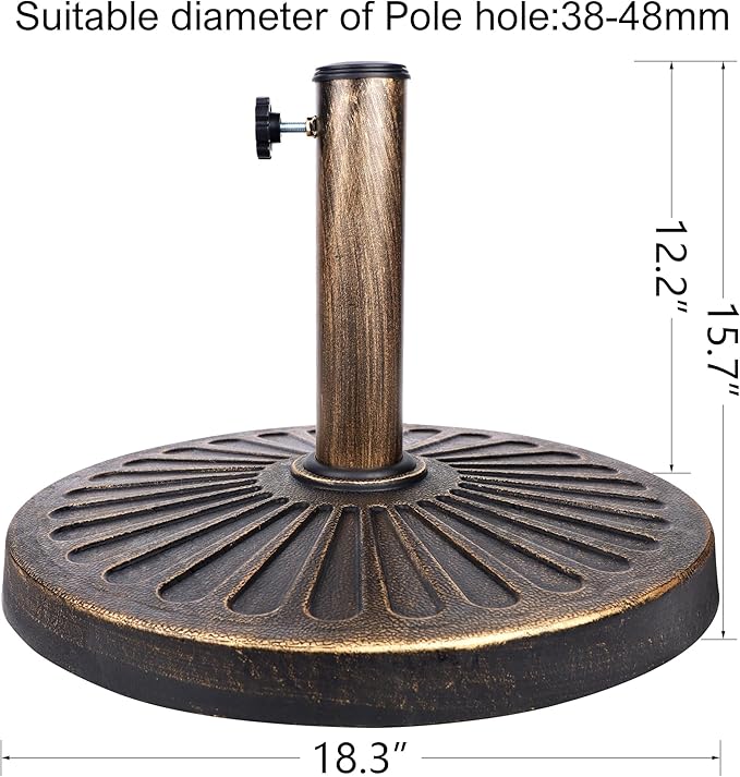Blissun 26.5 lbs Outdoor Living Heavy Duty Round Antiqued Patio Umbrella Base, Bronze