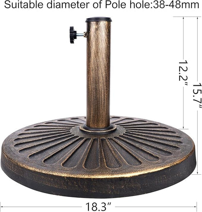 Blissun 26.5 lbs Outdoor Living Heavy Duty Round Antiqued Patio Umbrella Base, Bronze