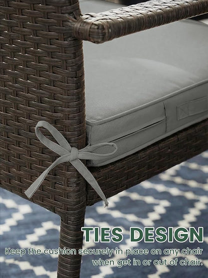 Outdoor Chair Cushion 17 x 16 x 3 Inches Patio Furniture Outdoor Waterproof Seat Cushion, Patio Chair Cushion with Handles and Ties, Square Dining Chair Cushion Set of 2, Light Grey
