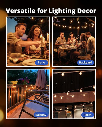 VIPAR Outdoor String Lights,30FT 13 G40 Patio Lights Waterproof for Balcony | Vintage LED Edison Bulbs,Connectable, Shatterproof,Waterproof,2700K Dimmable,Plug-in,for Backyard Porch Garden Deck Bistro
