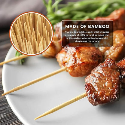 DecorRack 6" Natural Bamboo Skewers Sticks, 100 Wood Skewers for Grilling, BBQ, Kabob, Appetizers, Fruits, Smores, Cocktail, Brunch, Fondue Sticks, Barbeque, DIY Crafting, 6 inch (100 pack)