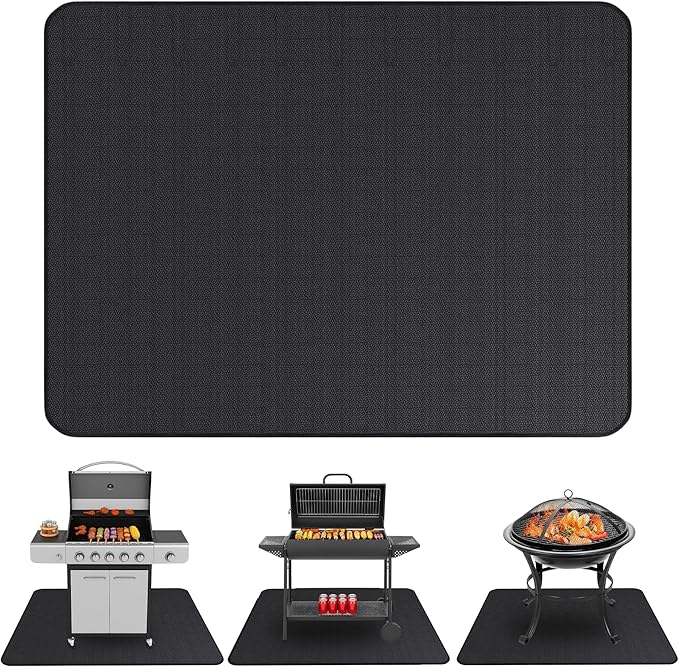 Under Grill Mats for Outdoor Grill (60 x 400 inch) Double-Sided Mat for Under Fire Pit Mat the Perfect Grill Matt for Outdoor Grill Deck Protector and BBQ Matt for Under Grill Mat for Deck