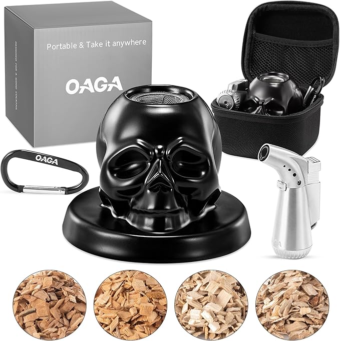 Whiskey Smoker Kit with Torch - Portable Bag, 4 Wood Chips, Cocktail Smoker Infuser Kit, Old Fashioned Drink Smoker Kit, Birthday Bourbon Whiskey Gifts for Men, Dad, Husband (NO Butane)