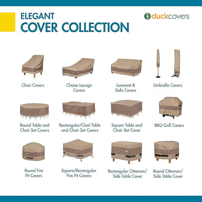DUCKCOVERS Elegant Waterproof 96 Inch Rectangular/Oval Patio Table & Chair Set Cover, Outdoor Table Cover