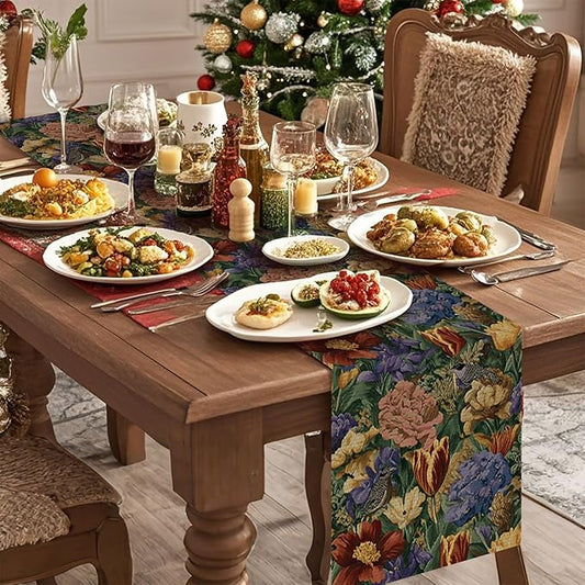 Floral Table Runner,Dining Decor for Kitchen Coffee Table Family Dinners Holiday Parties Wedding Events Decor(13x72 inch)