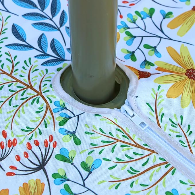 EHouseHome Outdoor Indoor 70inch Round Tablecloth with Umbrella Hole and Zipper, Waterproof Zippered Patio Cloths, Spring/Summer Table Covers for Backyard Circular Table/BBQs/Picnic