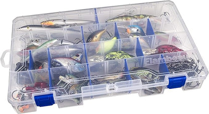 Flambeau Outdoors 5007 Tuff Tainer Fishing Tackle Box with Zerust Anti-Rust Dividers - Includes 18 Dividers, 36 Compartments, Clear Fishing Lure Organizer - 14.25" x 9.125" x 2"