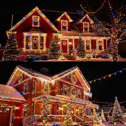 LJLNION 300 LED String Lights Outdoor Indoor, Extra Long 98.5FT Christmas Lights, 8 Lighting Modes, Plug in Waterproof Fairy Lights for Wedding Party Bedroom Decorations (Multicolor)