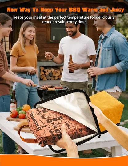 Large BBQ Blanket for Insulated Resting Meat– Reusable Smoker Grilling Meat Thermal Bag with Wide Mouth for Large BBQ Cuts like Brisket, Pork Shoulders, and Turkeys(XL,21in)