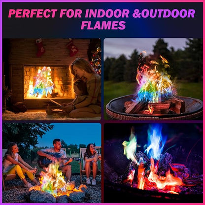 12 Pack Colorful Flames Color Fire Packets Fire Pit for Campfire,Fire Color Packets Camping Accessories for Kids & Adults,Outdoor Fire Changing Flame Powder. (12 Packets)