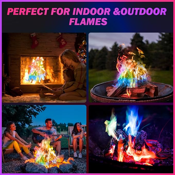 25 Pack Colorful Flames Color Fire Packets Fire Pit for Campfire,Fire Color Packets Camping Accessories for Kids & Adults,Outdoor Fire Changing Flame Powder. (25 Packets)