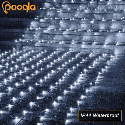 Pooqla Cool White Net Lights, 21x 5ft Christmas Lights Outdoor Green Wire | 360 LED Large Net Mesh Lights Plug in, 8 Modes Waterproof Connectable Bushes Lights for Christmas Hedge Yard Decor