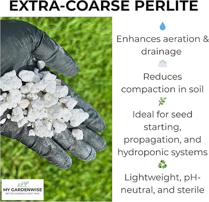GARDENWISE Perlite for Plants, Extra Coarse Grade 4 Horticultural Perlite, Organic Perlite for Gardening Indoor & Outdoor, Made in USA (5 quarts)