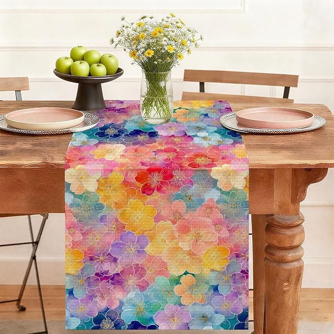 Wildflowers Table Runner,Dining Decor for Kitchen Coffee Table Family Dinners Holiday Parties Wedding Events Decor(13x72 inch)