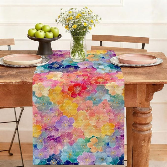 Wildflowers Table Runner,Dining Decor for Kitchen Coffee Table Family Dinners Holiday Parties Wedding Events Decor(13x72 inch)