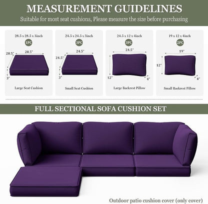 9 Pcs Outdoor Patio Cushions Covers Replacement Sets, Covers Only | 9 Pcs Patio Cushions Covers Replacement UV Resistant, Water Anti-Slip, Heavy-Duty Zippers for 5 Pcs Patio Furniture Set