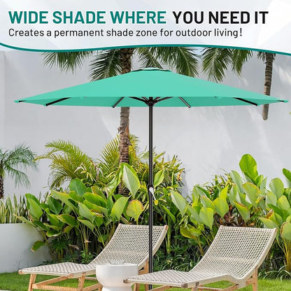 AreShark 12 FT Patio Umbrella for Outdoor, Outdoor Table Umbrella with Crank, Outdoor Patio Umbrellas with 8 Sturdy Ribs, Patio Umbrellas for Market, Garden, Pool (Aqua Sky)