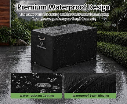 QH.HOME Fire Pit Cover Rectangle 64 x 30 inch ,Outdoor Waterproof and Weatherproof Strong Tear and Fading Resistant Rectangular Patio Furniture Fireplaces Cover - Black