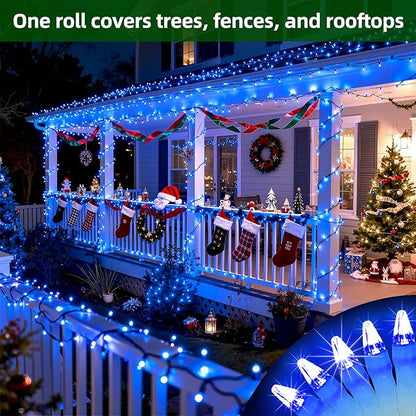 300LED Chrstmas Lights, 75ft Indoor Outdoor Christmas String Lights with 12 Modes, Blue LED String Lights with Timer Dimmable Waterproof for Outside Tree Fence Garden Xmas Wedding Party Decor Blue