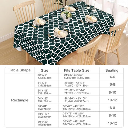 Smiry Rectangle Table Cloth, Waterproof Vinyl Tablecloth with Flannel Backing for Rectangle Tables, Wipeable Spillproof Plastic Tablecloths for Dining, Indoor and Outdoor (60"x120", Hunter Green)