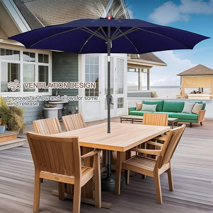 FLAME&SHADE 11 ft Patio Umbrella - Table Umbrella Outdoor with Push Button Tilt and Crank, UV Protection, 8 Sturdy Ribs, Market Umbrella for Garden, Deck, Backyard, Lawn, Pool and Beach(Navyblue)