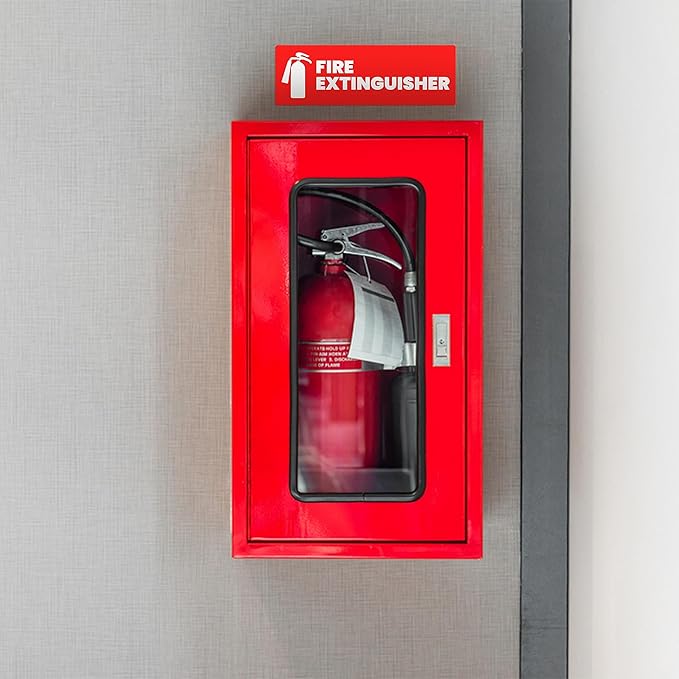 Fire Extinguisher Sticker for Business - Office, Commercial, Landlord (Short Term Rental) - High Visibility Fire Extinguisher Sign for Safety and Compliance. Size 6" x 2", 20 Labels