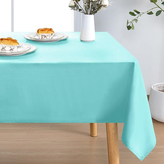 DWCN Rectangle Tablecloth - 54 x 120 Inch - Waterproof Stain and Wrinkle Resistant Washable Table Cloth, Decorative Fabric Table Cover for Kitchen Dining Room Party and Outdoor Use, Aqua
