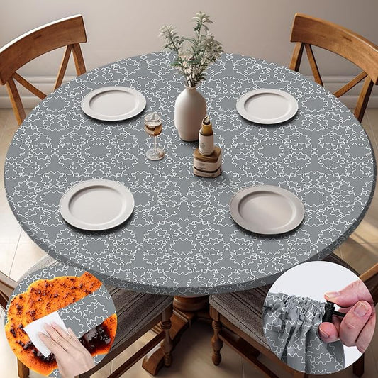 opstellen Fitted Round Tableclothes Drawstring Water Proof Table Cloth Polyester Indoor Outdoor Circular Covers for 36-44in Table New Apartment Home House Needs Gift Campers Patio Picnic Camping Finds
