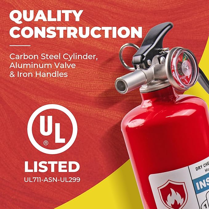 Safewayfire 2.5 lb ABC Dry Chemical Fire Extinguisher, 1 Pack, UL Certified Safety for Home, Vehicle, Office