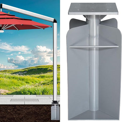 EliteShade USA Rustproof & Windproof Heavy Duty In-ground Umbrella Base Stand, Anchor Holder for Both Cantilever & Straight Middle Pole Patio Umbrellas, Commercial Grade Stainless Steel Ground Socket