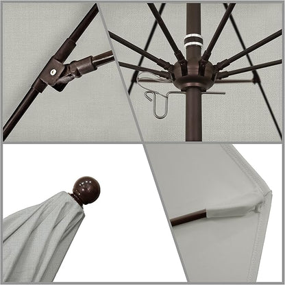 California Umbrella 9' Rd. Venture Series Contract Grade Patio Umbrella, Push Open Pin Stop, Bronze Finish, Sunbrella Granite