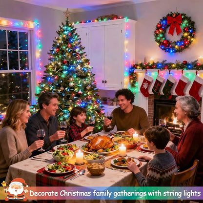 JMEXSUSS 200 LED Multicolor Christmas Tree Lights Outdoor Indoor Clear Wire | 66ft Christmas Lights Plug in, Colorful String Lights Plug in for Bedroom Fireplace Tree Room Party Xmas Decor,Connectable