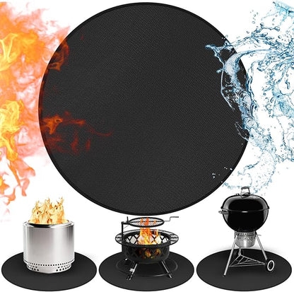 Round Fire Pit Mats for Under Fire Pit Compatible with Solo Stove Bonfire Accessories Compatible with Solo Stove, 3-Layer Easy to Clean Grill Mats for Outdoor Grill to Protect The Deck, Patio, 47in