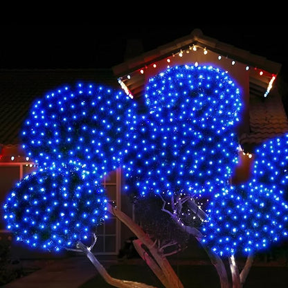 WBao Christmas Net Lights, 360LED 11.5ft x 6.9ft Christmas Lights with 8 Modes, Timer, End to End Connectable, Waterproof Design for Lawn, Bushes, Trees Outdoor Xmas Decorations, Blue