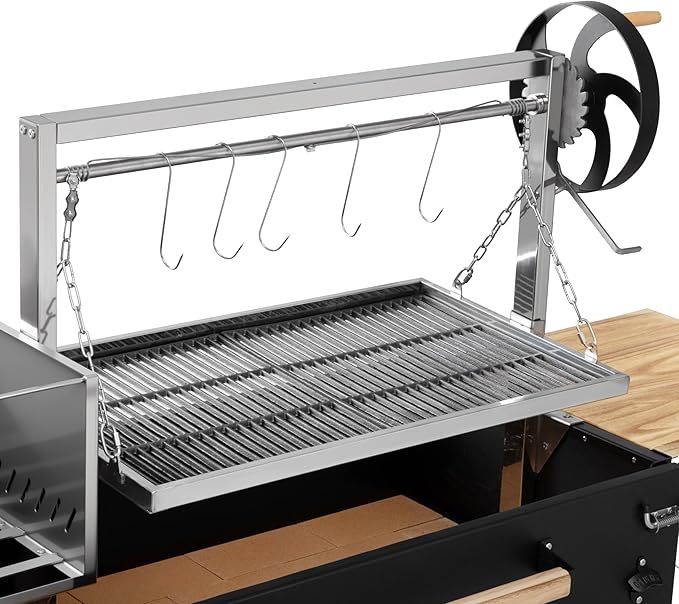 KoolMore 72 in. Charcoal and Wood BBQ Grill, Santa Maria Argentine Style Grill with Adjustable Grate, Heavy Duty, in Black