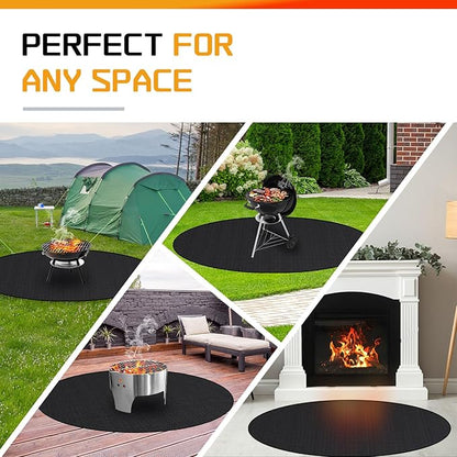 RICHIE 36" Round Fire Pit Mat, Double-Sided Fireproof Under Grill Mat, Heat Resistant Deck Patio Protector Pad for Solo Stove Bonfire & Outdoor BBQ