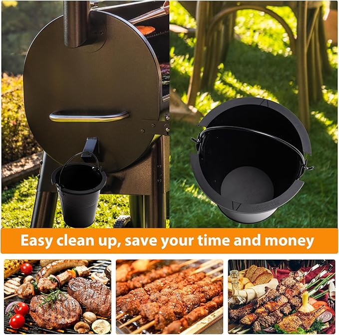 2pcs reuasble Silicone Grease Bucket Liners Compatible for Traeger/Pit Boss ect/Oklahoma Joe' /Green Mountain Grill Drip Tray Bucket Liner for pro Pellet Wood Smoker Grill Accessories（Black）