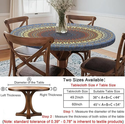 opstellen Fitted Round Tablecloths Reusable Stain Resistant Table Clothes Vinyl Indoor Outdoor Circular Cover for 45-54" Table House Party Gear Gifts Summer Autumn Camper Patio Picnic Accessories
