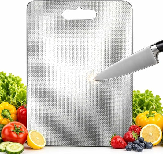 Titanium Cutting Board for Kitchen, Double-Sided Metal Chopping Board with Textured Surface and Hanging Hole, Dishwasher Safe Prep Board for Meat, Fruit, Vegetables, Grey, 18 x 12 in
