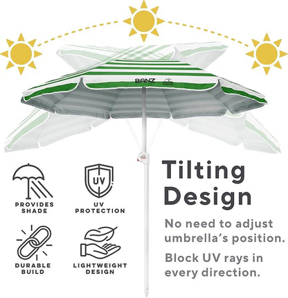 BANZ Cabana Beach Umbrella UPF 50 - UV Protection Foil-Lined Portable | UPF 50+ UV protection, Quick-dry fabric, Comfortable stretch fit
