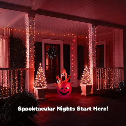 WBao Halloween Lights 300LED 108ft, Super Bright LED Orange String Lights with UL Certified, 8 Lighting Modes, Timer, Connectable, Memory & Waterproof for Indoor Outdoor Halloween Decor